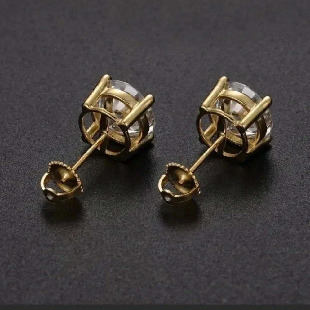Certified 2 CTW 14k D Color VVS1 Moissanite Solitaire Stud Earrings - Picture 3 of 10